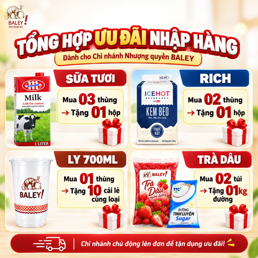 TỔNG HỢP ƯU ĐÃI NHẬP HÀNG TẠI BALEY