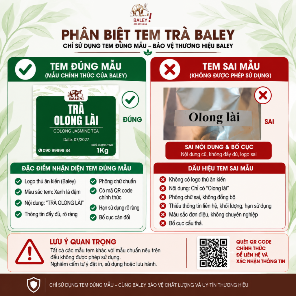 Phân biệt tem trà Baley
